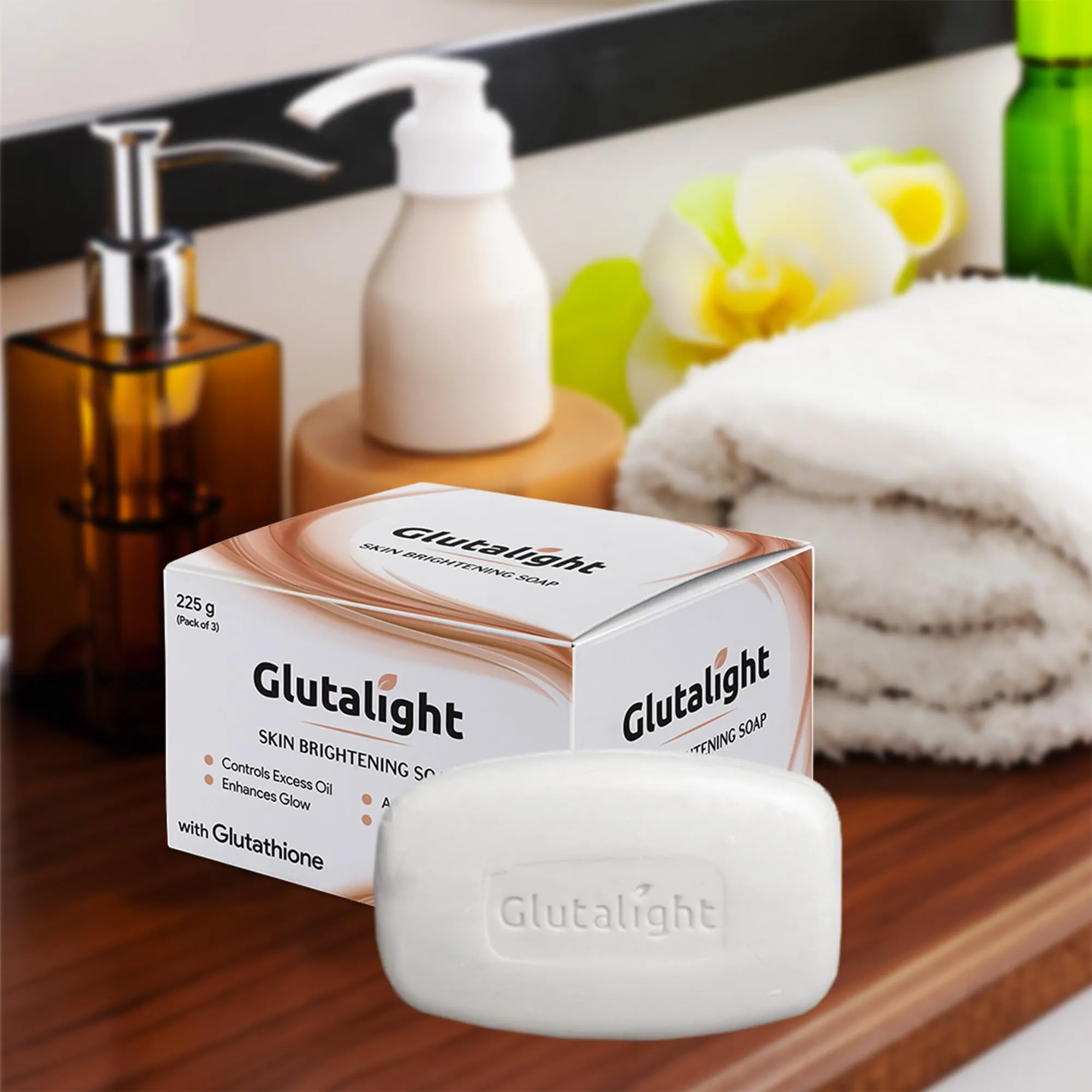 Glutalight Soap | Glutathione Soap | Helps Even Skin Tone | Reduces Dark Spots & Fades Pigmentation | Bath Soap Combo Offers | Bathing Soap | Helps Control Excess Oil | For Radiant Glow - Pack of 3