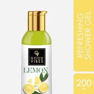 Good Vibes Lemon Refreshing Shower Gel | Hydrating, Moisturizing, Smoothening | No Parabens, No Animal Testing (200 ml)