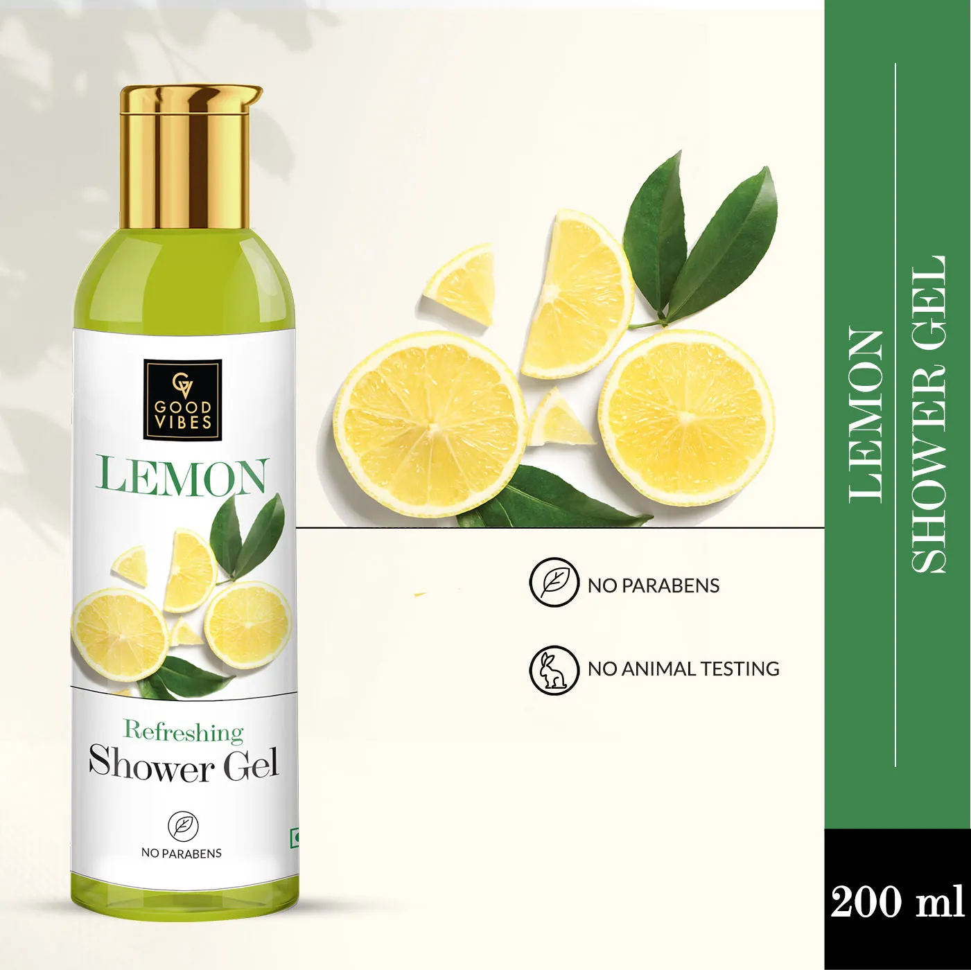 Good Vibes Lemon Refreshing Shower Gel | Hydrating, Moisturizing, Smoothening | No Parabens, No Animal Testing (200 ml)