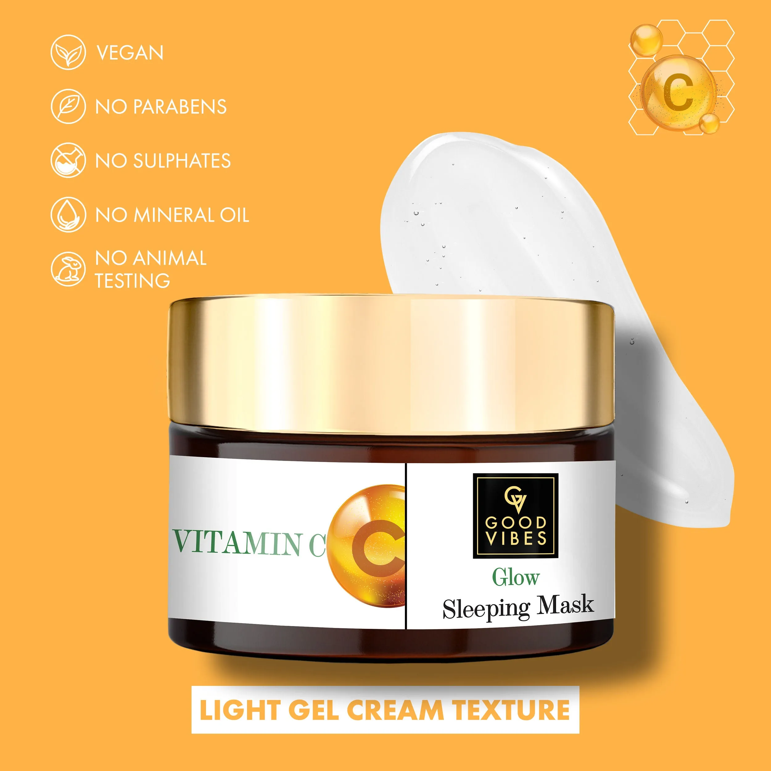 Good Vibes Vitamin C Glow Sleeping Mask | Purifying, Skin Radiance | No Parabens, No Sulphates, No Mineral Oil, No Animal Testing (50 gm)