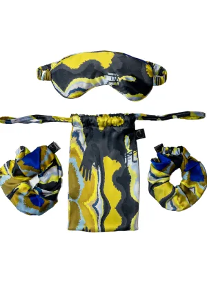 Green Silk Sleep Eye Mask   Scrunchies Set