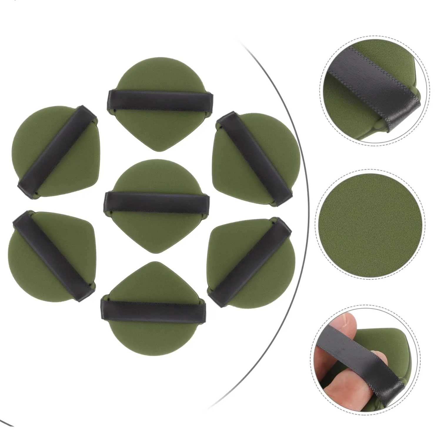 Hemoton 7pcs Dual-use Makeup Powder Sponges Wet Dry Foundation Applicators for Loose and Mineral Powders Soft Non Puff Matcha for Creams and Blushers