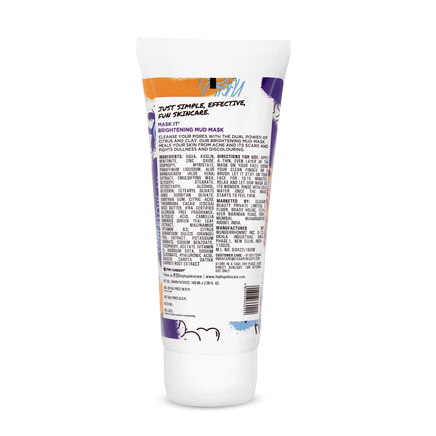 HipHop Bikini & Underarm Wax Strips (Argan Oil, 12 Strips)   Brightening Mud/Face Mask (Orange Peel Extract, 100 ml)