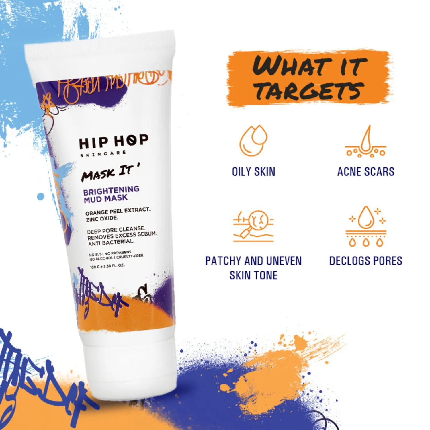 HipHop Bikini & Underarm Wax Strips (Argan Oil, 12 Strips)   Brightening Mud/Face Mask (Orange Peel Extract, 100 ml)