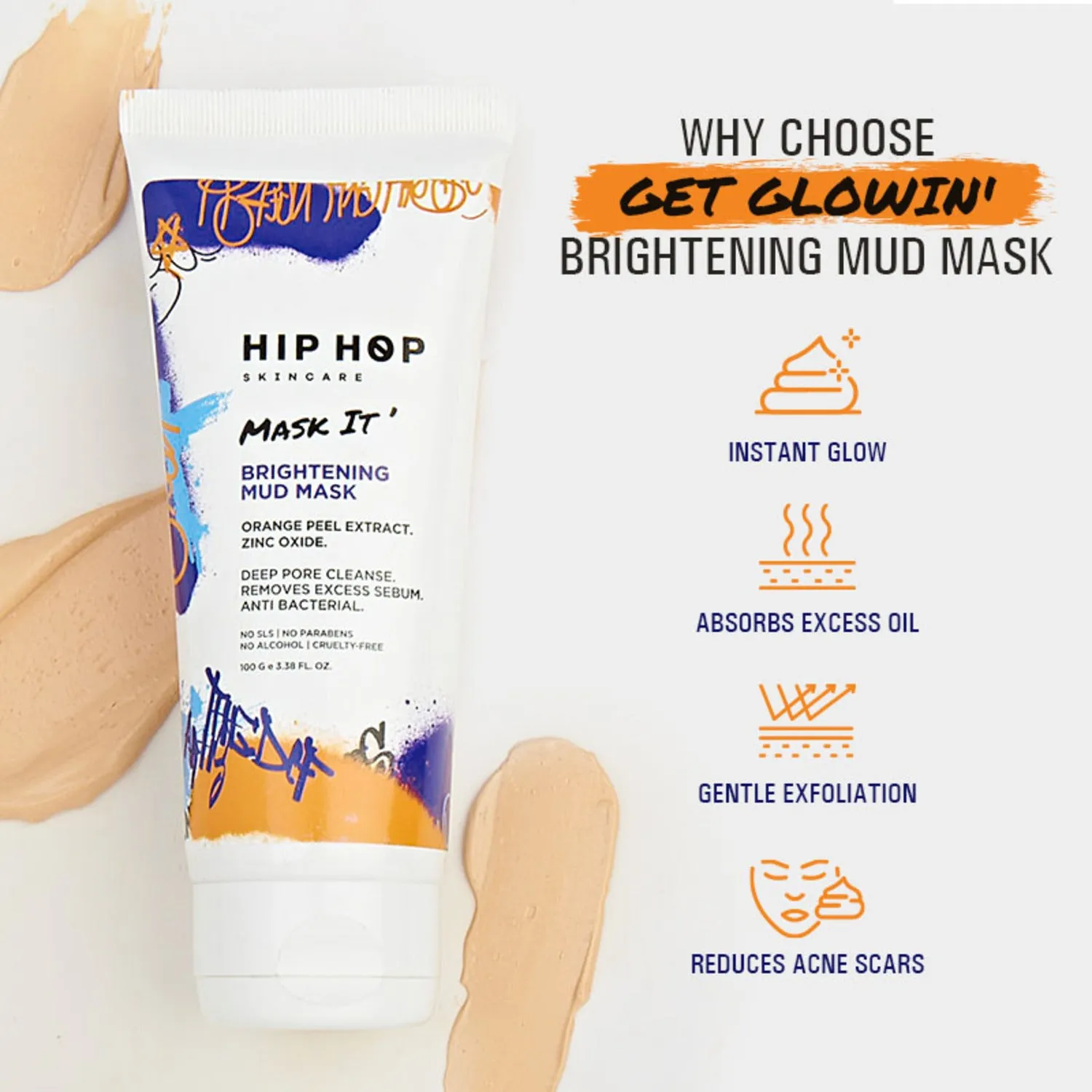 HipHop Bikini & Underarm Wax Strips (Argan Oil, 12 Strips)   Brightening Mud/Face Mask (Orange Peel Extract, 100 ml)