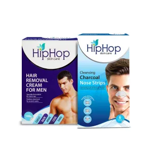HipHop Blackhead Remover Nose Strips for Men (Activated Charcoal, 6 Strips)   Hair Removal Cream for Men (Aleo Vera, 100gm)