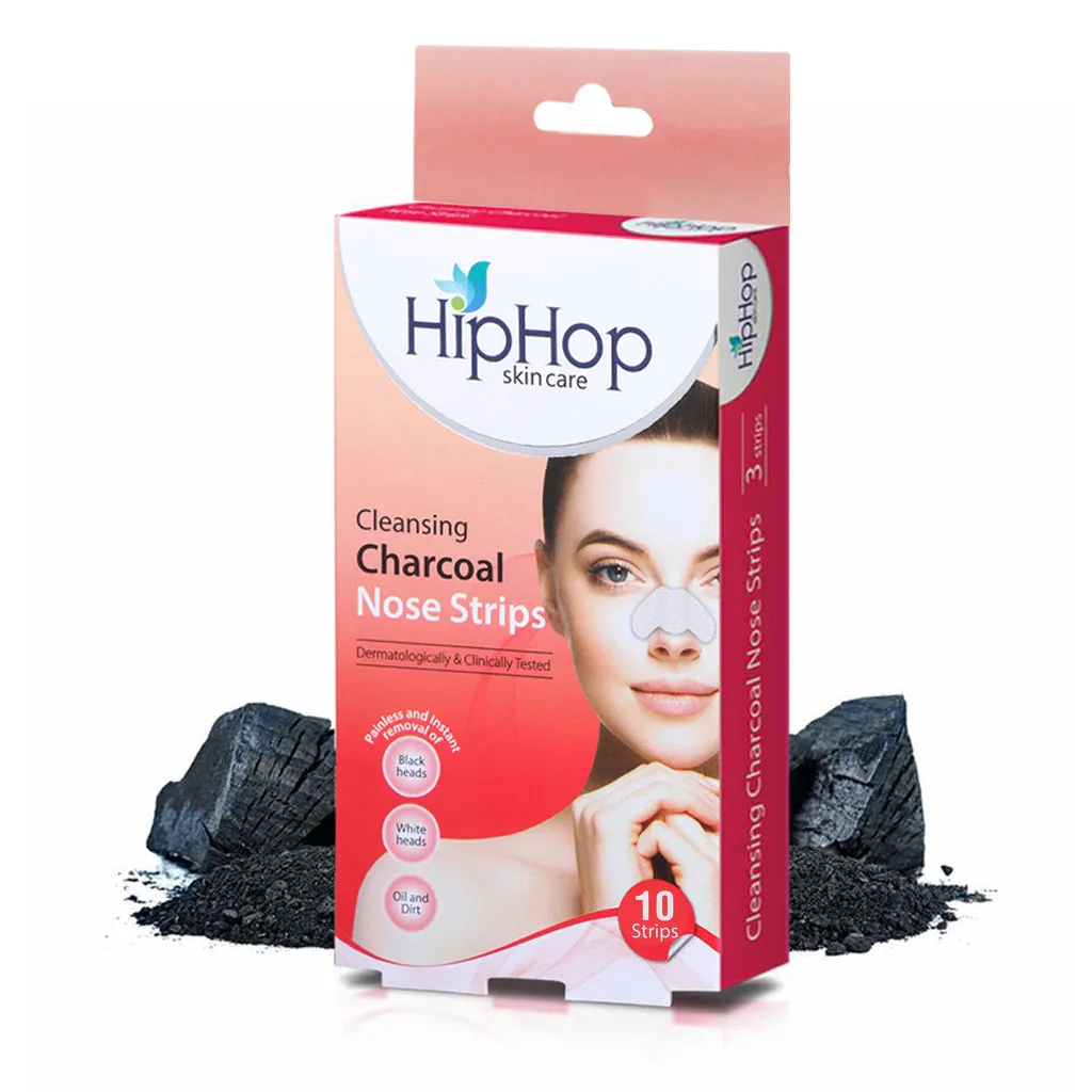 HipHop Blackhead Remover Nose Strips for Women (Activated Charcoal, 10 Strips)   Bikini & Underarm Wax Strips (Argan Oil, 12 Strips)