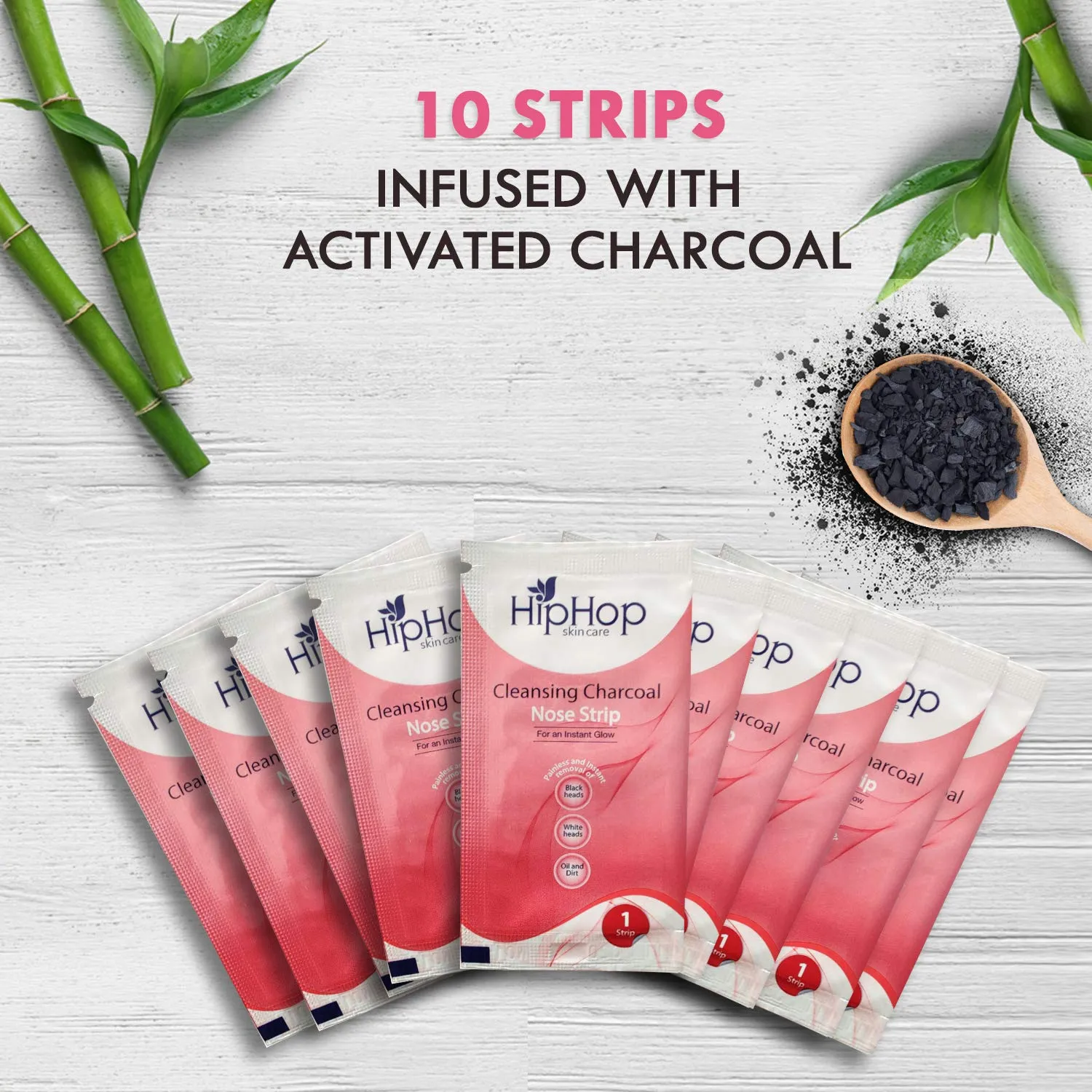 HipHop Blackhead Remover Nose Strips for Women (Activated Charcoal, 10 Strips)   Bikini & Underarm Wax Strips (Argan Oil, 12 Strips)