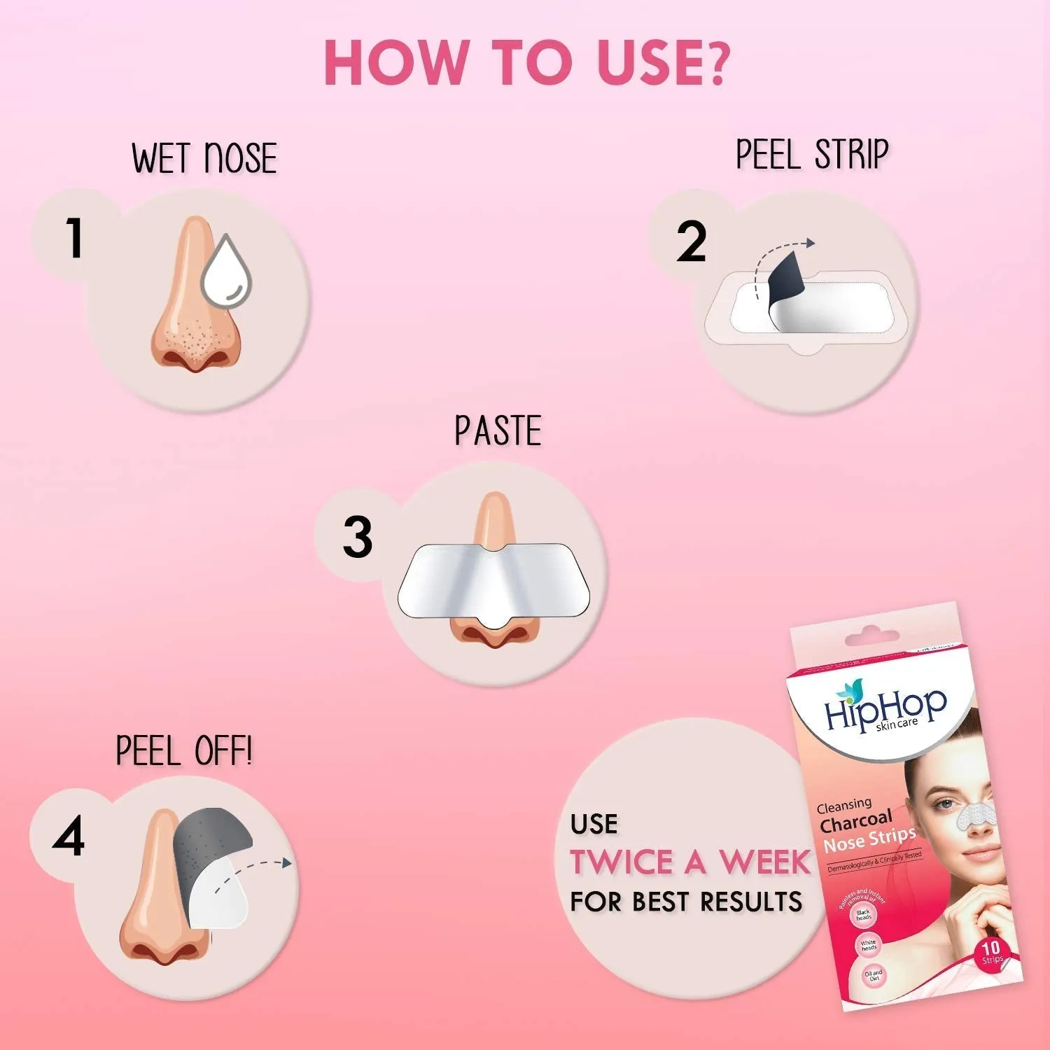HipHop Blackhead Remover Nose Strips for Women (Activated Charcoal, 10 Strips)   Bikini & Underarm Wax Strips (Argan Oil, 12 Strips)