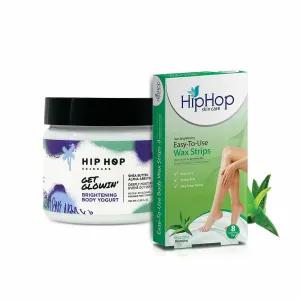 HipHop Body Wax Strips (Aloe Vera, 8 Strips)   Brightening Body Yogurt (100 gm)