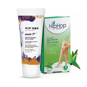 HipHop Body Wax Strips (Aloe Vera, 8 Strips)   Brightening Mud/Face Mask (Orange Peel Extract, 100 ml)
