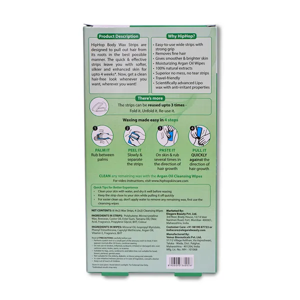 HipHop Body Wax Strips (Aloe Vera, 8 Strips)   Brightening Mud/Face Mask (Orange Peel Extract, 100 ml)