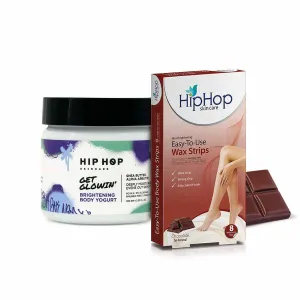 HipHop Body Wax Strips (Choco Extract, 8 Strips)   Brightening Body Yogurt (100 gm)