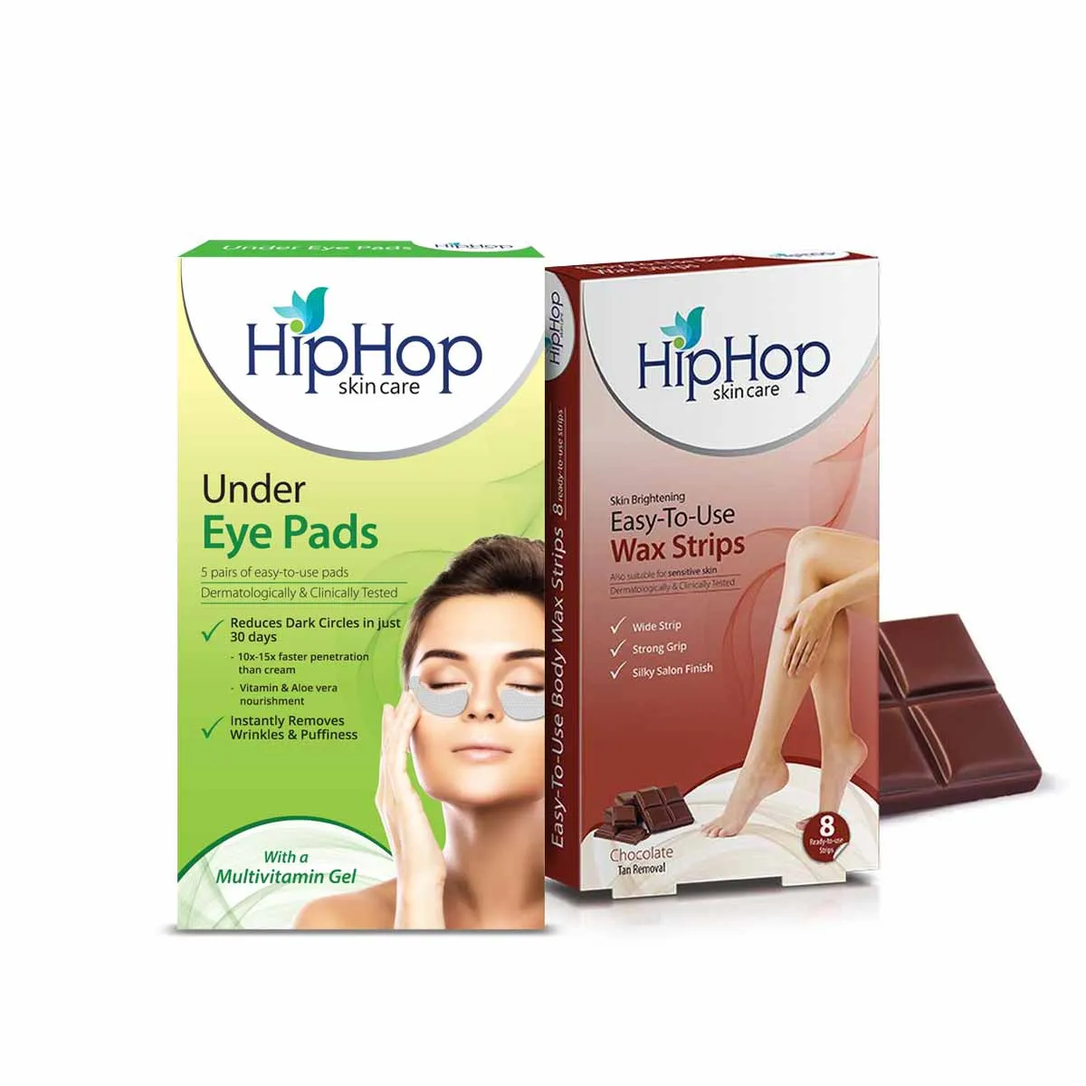 HipHop Body Wax Strips (Choco Extract, 8 Strips)   Under Eye Pads (Multivitamin Gel, 5 Pairs)
