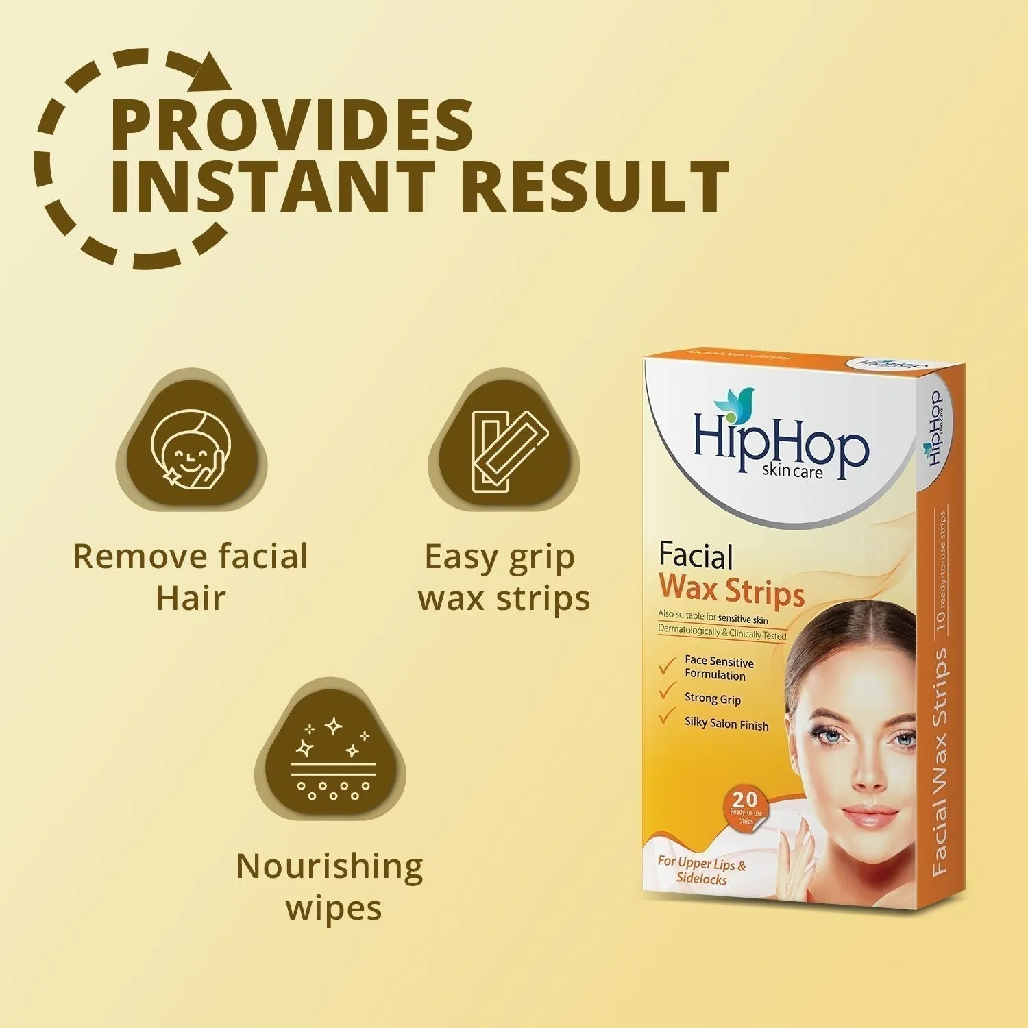 HipHop Facial Wax Strips (Argan Oil, 20 Strips)   Body Wax Strips (Aloe Vera, 8 Strips)