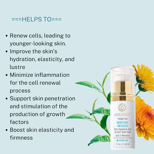 Hylunia Moisture Infusion - 1.0 fl oz - Anti-Aging - Hyaluronic Acid Serum, Vitamin C - Natural Vegan Skin Repair