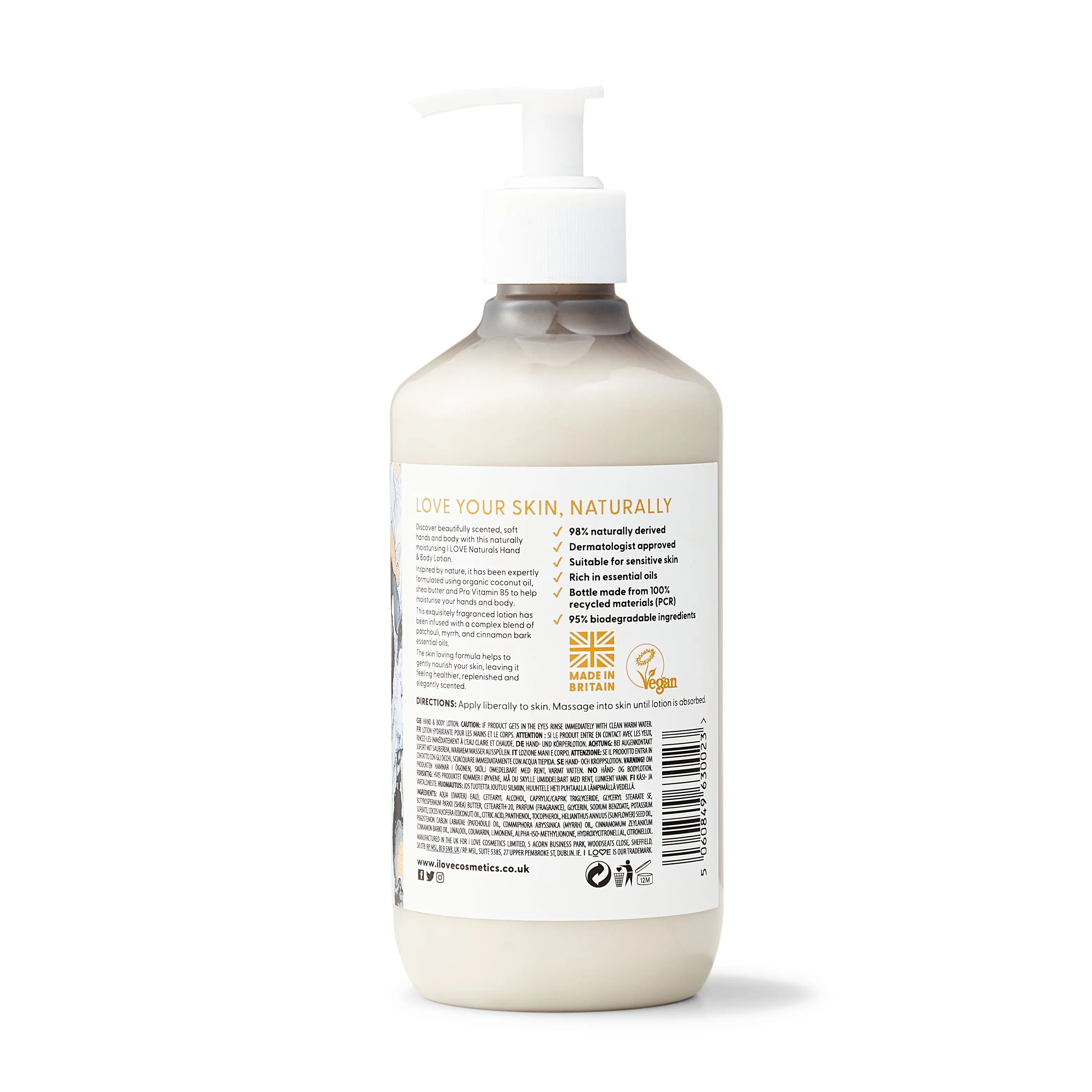I Love Naturals Hand & Body Lotion Tonka Bean & Myrrh 500ml