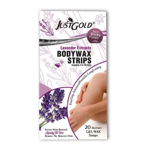 JUST GOLD BODY WAX STRIPS LAVENDER EXTRACTS 20 STRIPS SMALL