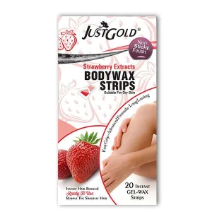 JUST GOLD BODY WAX STRIPS STRAWBERRY EXTRACTS 20 STRIPS SMALL