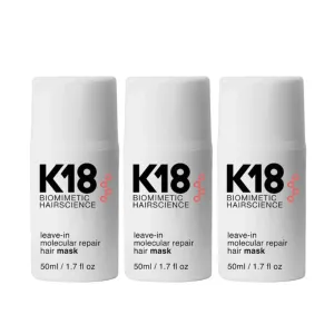 K18 Leave In Molecular Repair Hair Mask 50ml 3 Pack Set
