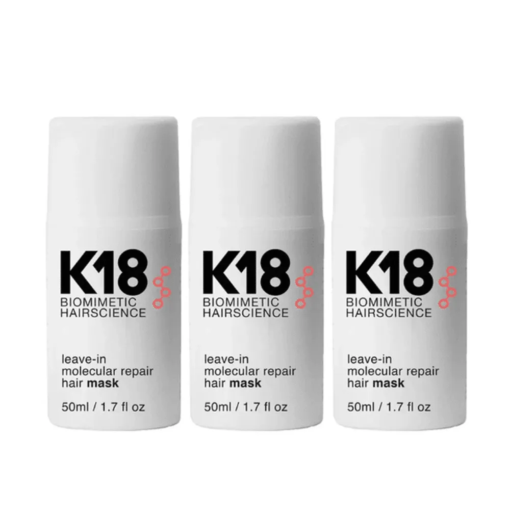 K18 Leave In Molecular Repair Hair Mask 50ml 3 Pack Set