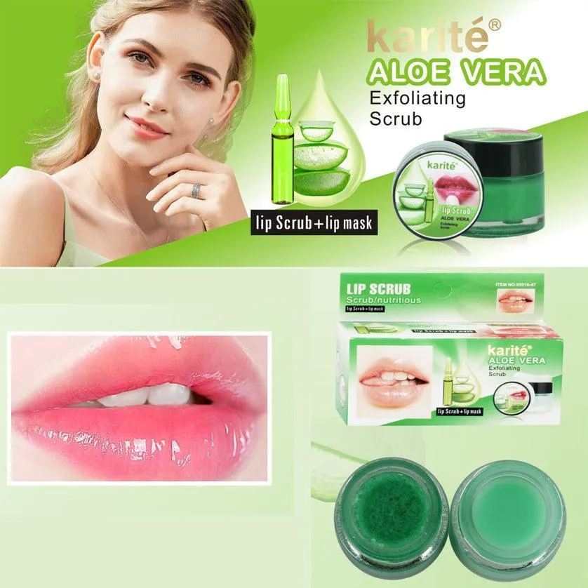 Karite Aloe Vera Exfoliating Lip Scrub   Lip Mask 2 IN 1 - 10g 6ml