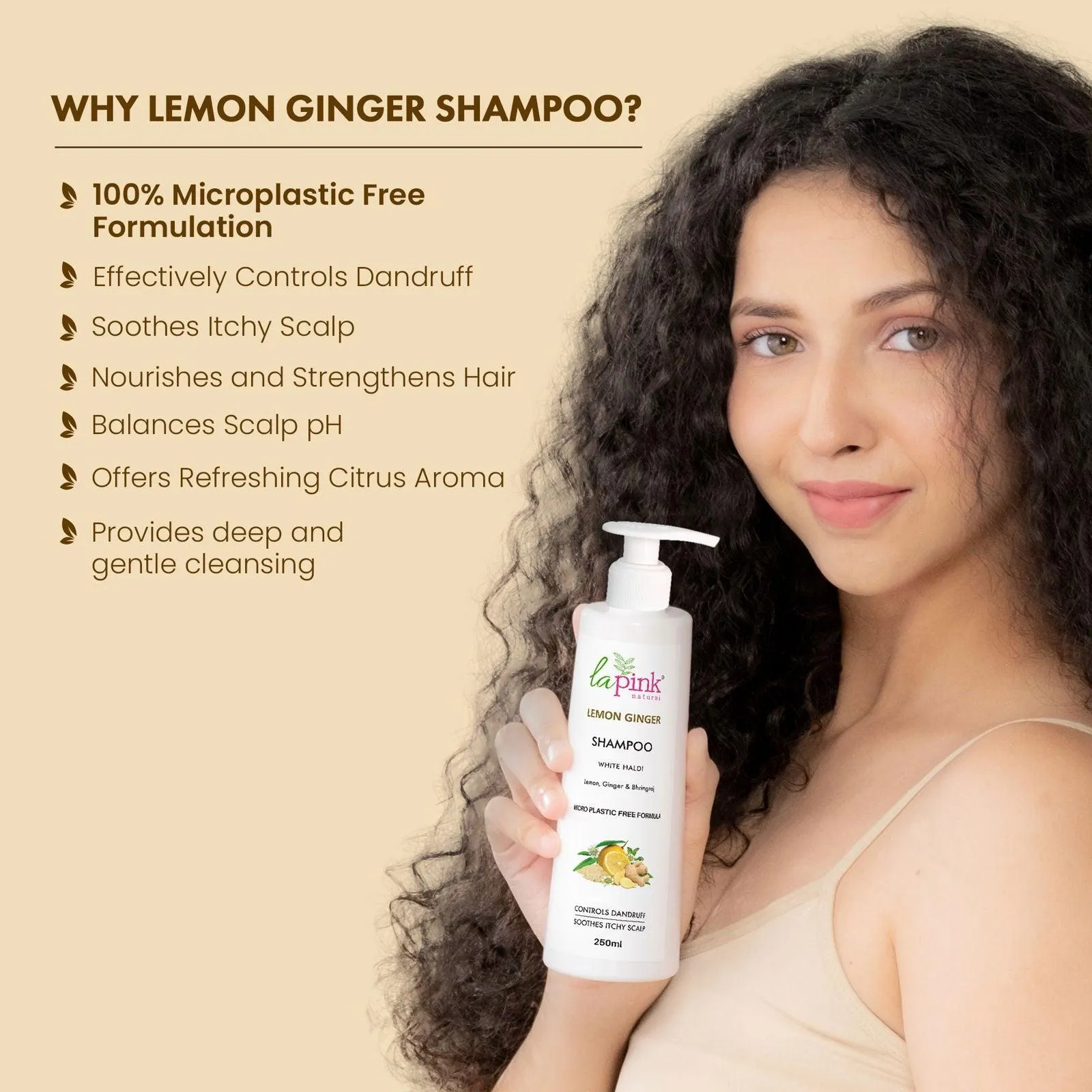 Lemon Ginger Shampoo with White Haldi to Control Dandruff & Soothe Itchy Scalp
