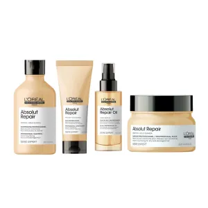 L'Oréal Professionnel Serie Expert Absolut Repair Shampoo, Conditioner, Repair Oil & Resurfacing Mask Quad Pack