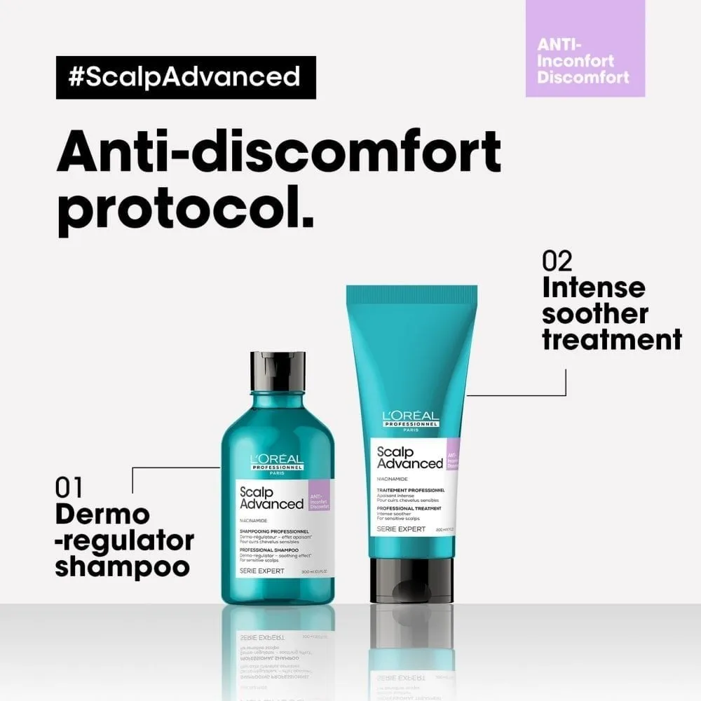 L'Oreal Professionnel Serie Expert Scalp Advanced Anti-Discomfort Dermo-Regulator Shampoo 300ml & Intense Soother Hair Treatment 200ml Twin