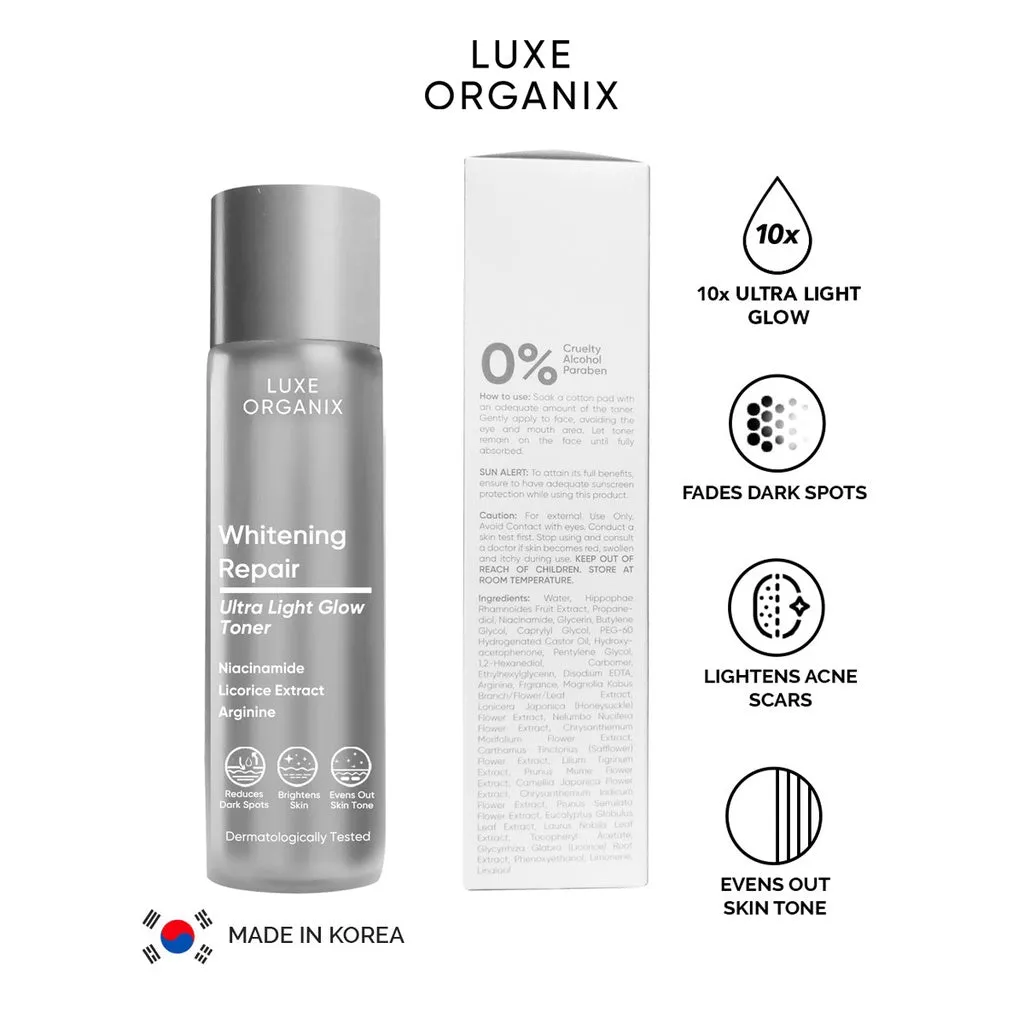 Luxe Organix Whitening Repair Essence Toner Niacinamide Licorice Extract 150ml