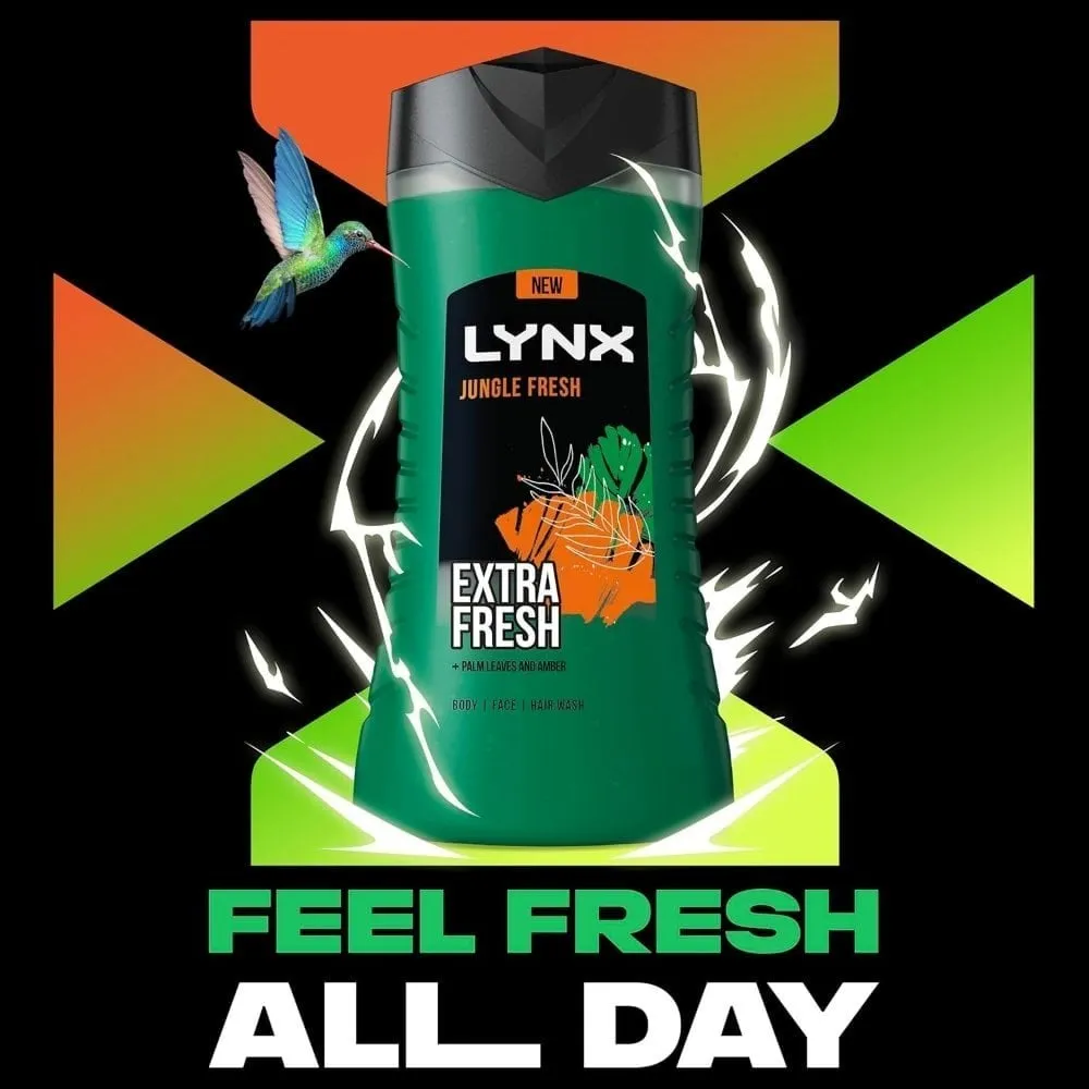 Lynx XXL 3 In 1 Jungle Fresh Shower Gel Trio 3 x 500ml