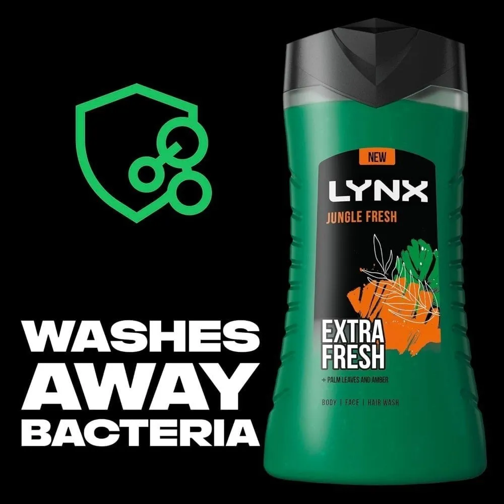 Lynx XXL 3 In 1 Jungle Fresh Shower Gel Trio 3 x 500ml