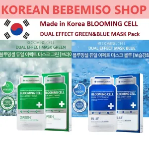 Made in Korea BLOOMING CELL DUAL EFFECT MASK Pack(Green 5pack Blue 5pack)