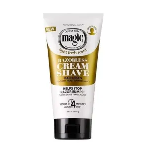 Magic Razorless Cream Shave Bald Head,  (6oz)170g