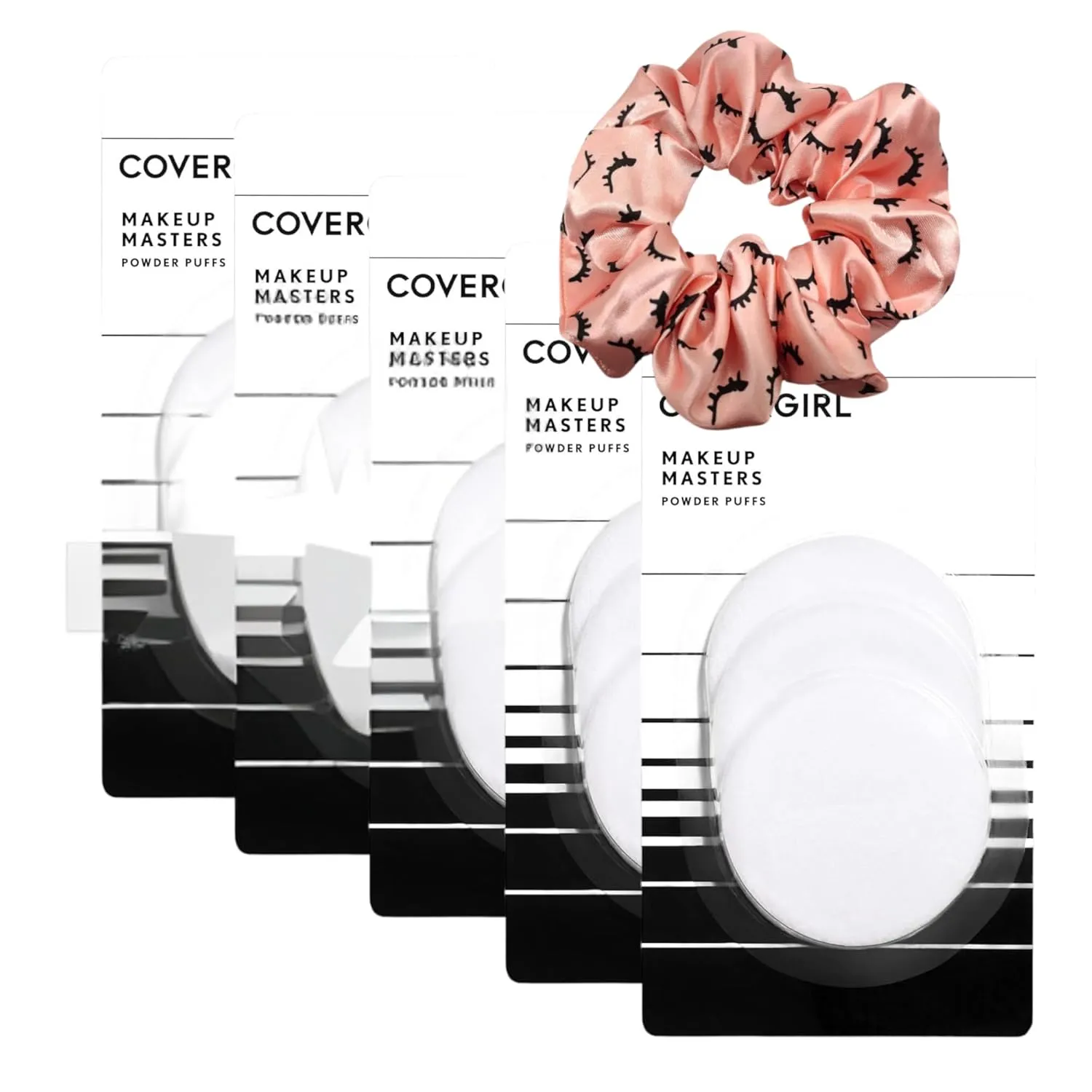 Makeup Masters Powder Puffs, Flawless Shine-Free, Ultra-Soft For Sensitive Skin, Versatile For Foundation & Setting, Easy, 3-Pack With Bonus Hair Tie [Pack Of 5]