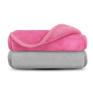 Makeup Remover Cloth Reusable Microfiber Face Towel Washable, Facial Cleansing Cloths [Grey & Pink]