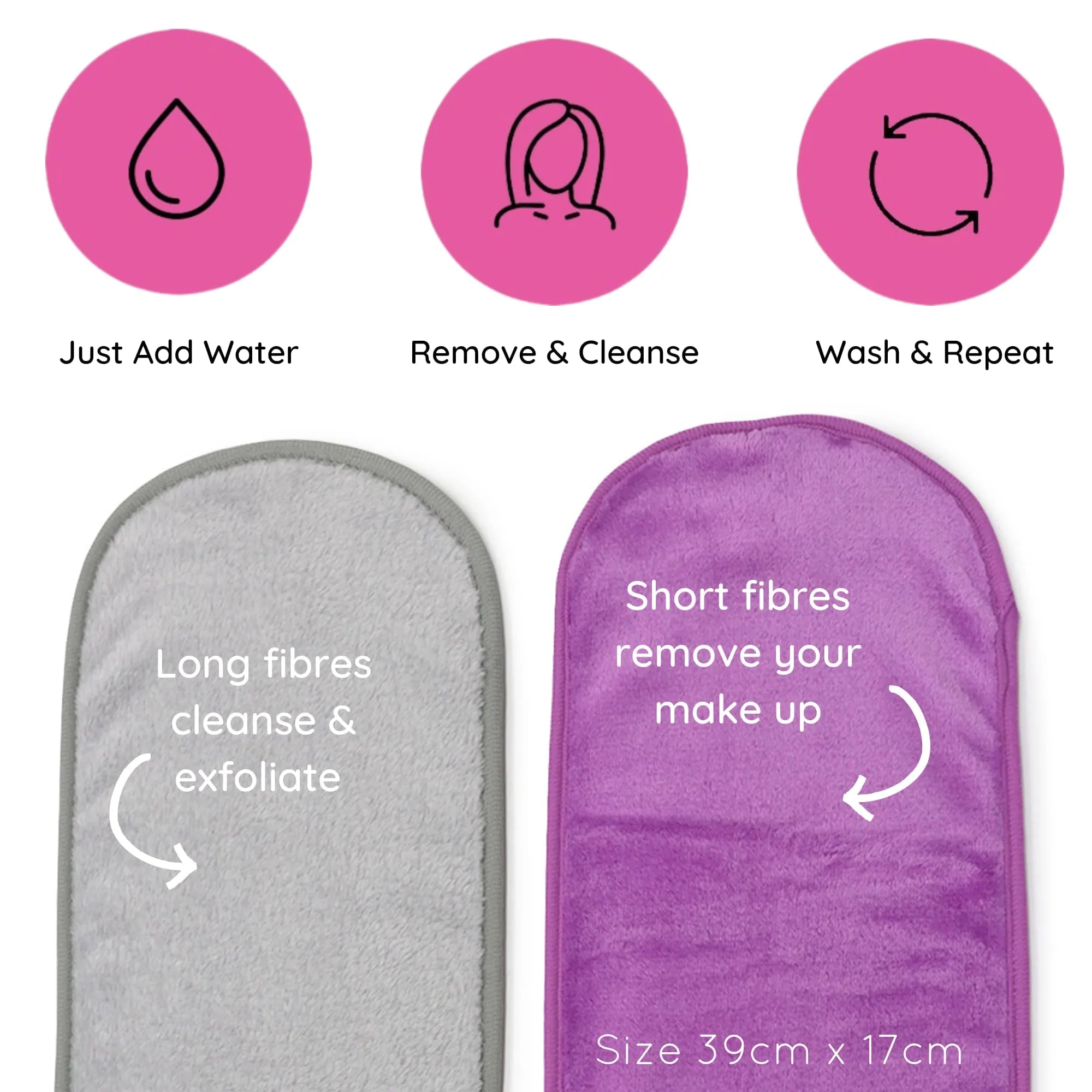 Makeup Remover Cloth Reusable Microfiber Face Towel Washable, Facial Cleansing Cloths [Grey & Pink]