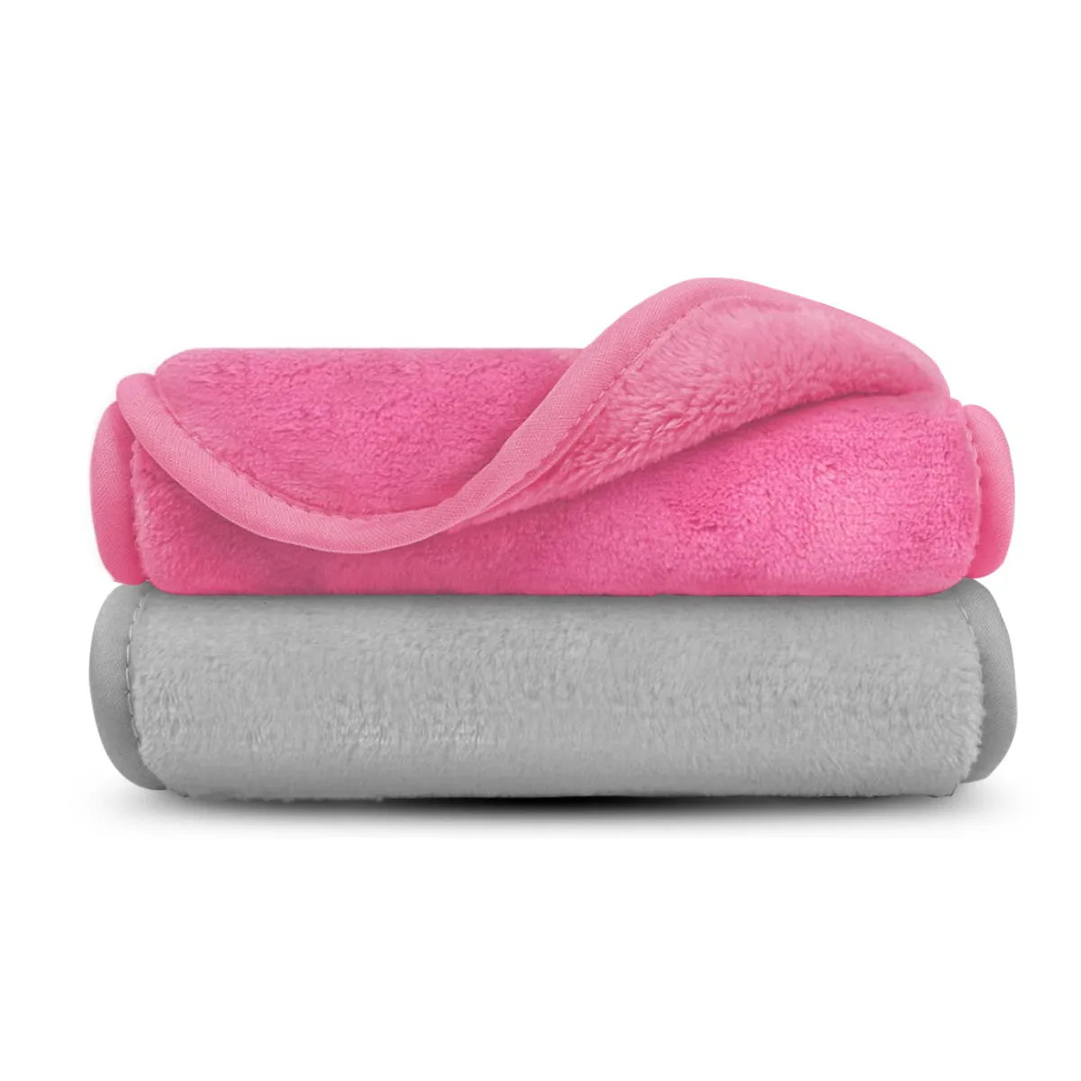 Makeup Remover Cloth Reusable Microfiber Face Towel Washable, Facial Cleansing Cloths [Grey & Pink]