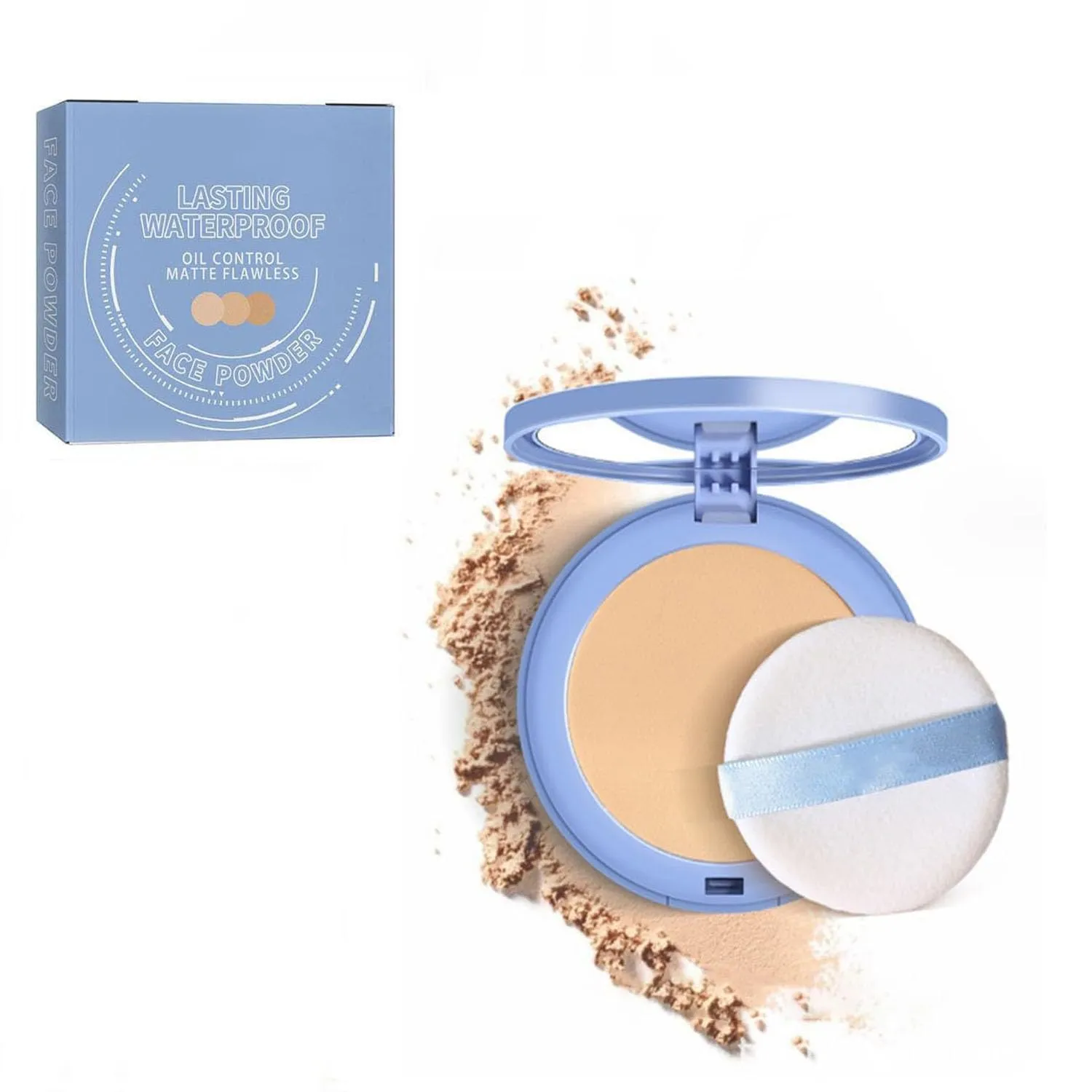 Matte Perfection Pressed Powder, Oil Control Face Pressed Powder,Summer Oil Control Setting Powder (Natural beige, 1PCS)