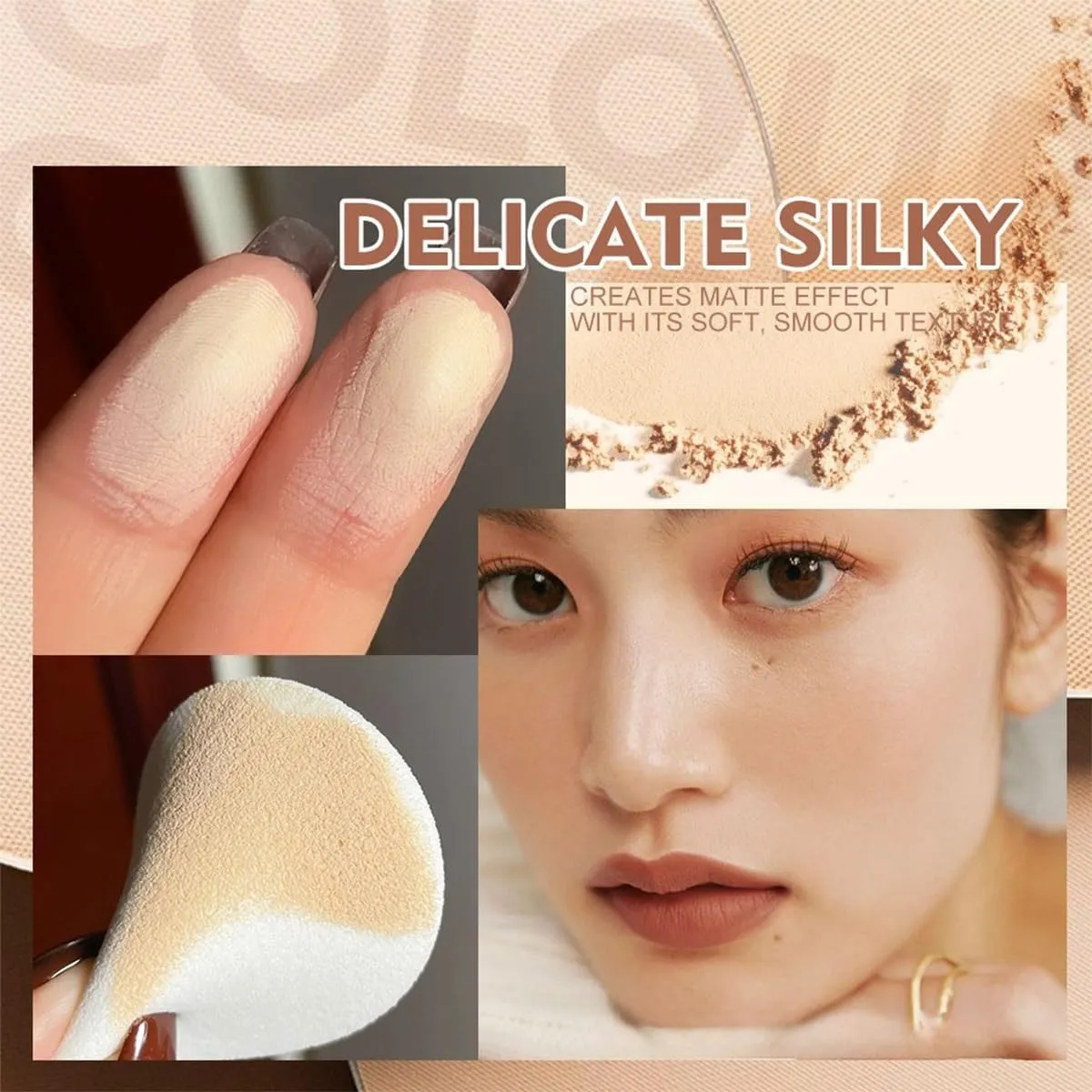 Matte Perfection Pressed Powder, Oil Control Face Pressed Powder,Summer Oil Control Setting Powder (Natural beige, 1PCS)