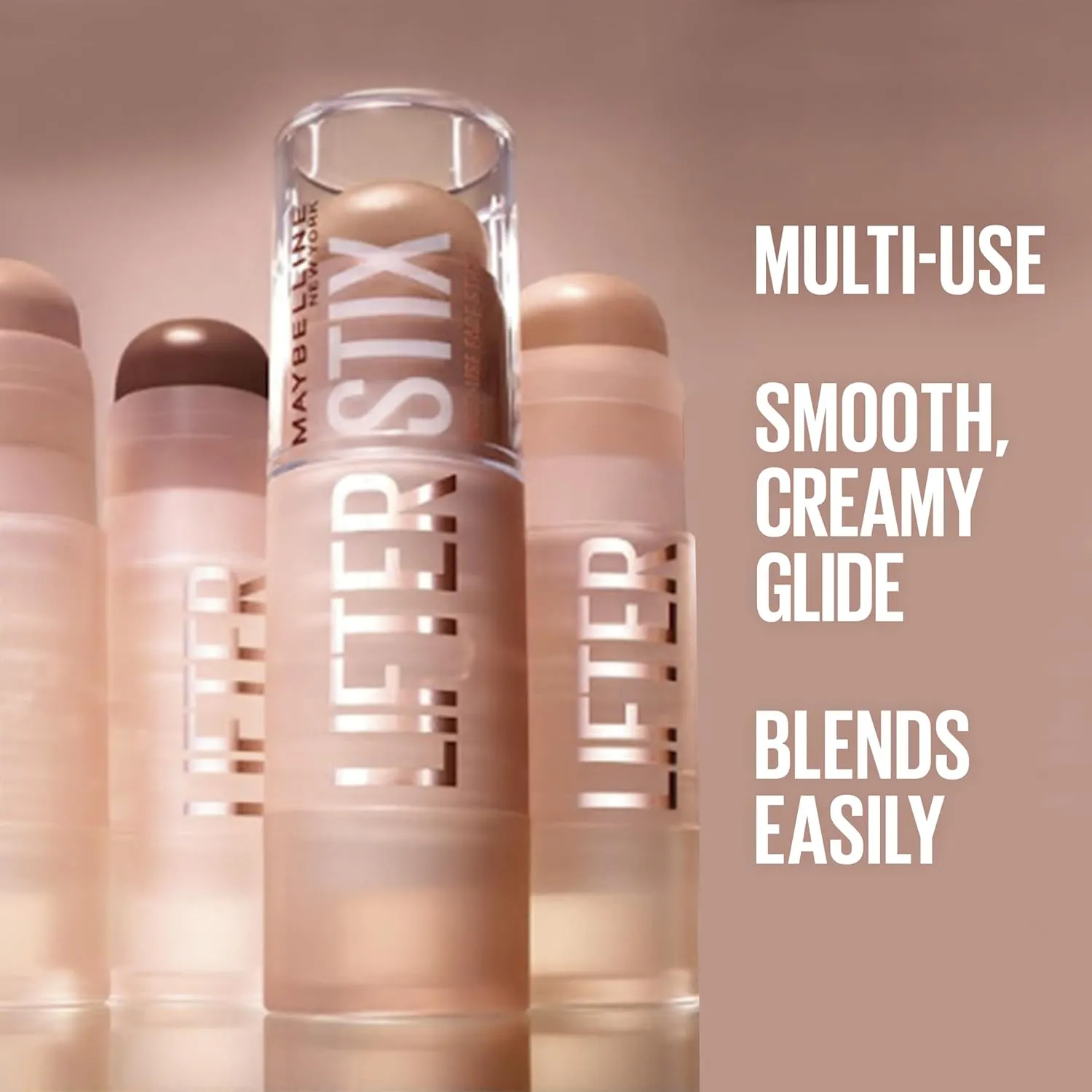 Maybelline Lifter Stix Multi-Use Face Stick - Contour, Bronzer, Concealer and Foundation Stick, All-In-One Creamy Face Makeup with Cranberry Seed Oil, 25, 1 Count