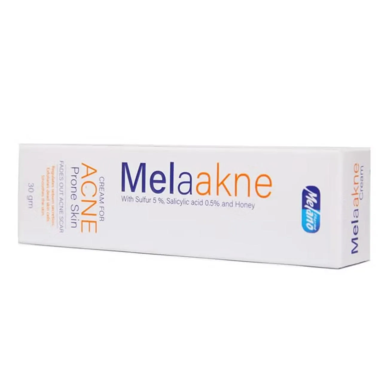 MELANO Melaakne Cream for Acne-Prone Skin with 5% Sulfur, 0.5% Salicylic Acid, and Honey 30gm