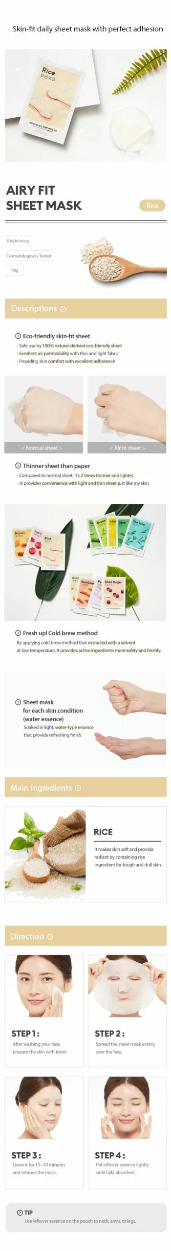 MISSHA Airy Fit Sheet Mask Rice
