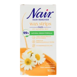 Nair Chamomile Facial Wax Strips for Sensitive Skin, 16 Pack
