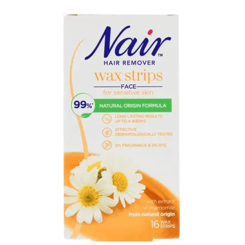 Nair Chamomile Facial Wax Strips for Sensitive Skin, 16 Pack
