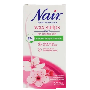 Nair Cherry Blossom Facial Wax Strips for Sensitive Skin, 20 Pack
