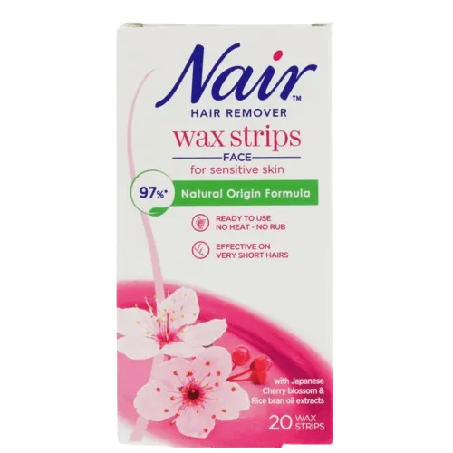 Nair Cherry Blossom Facial Wax Strips for Sensitive Skin, 20 Pack