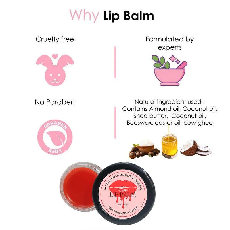 Natural Health and Herbal products Exotic Water-Melon Quench Lip Balm Taste the Tropics on Your Lips Moisturization 12 Hrs Miniaturization, Long Lasting, Romantic, Kissable, Smooth Enriched, Care- 8g