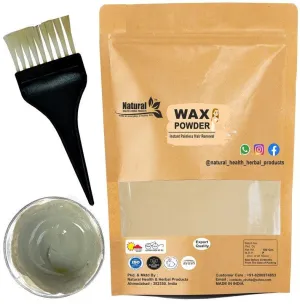 Natural Health and Herbal Products Multani Mitti Flavour Waxing Powder Instant Hair Remover with Bursh (Applicator) For Hands, Legs, Underarms, Bikini (Private Part) Area (100 g)