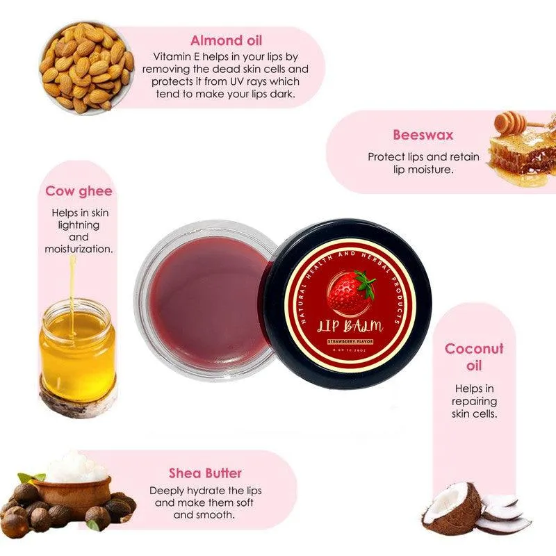 Natural Health and Herbal products Zesty Strawberry Delight Lip Butter - Nourish & Protect bright Lips Maroon Color 12 Hrs Miniaturization, Long Lasting, Romantic, Kissable, Smooth Enriched, Care- 8g